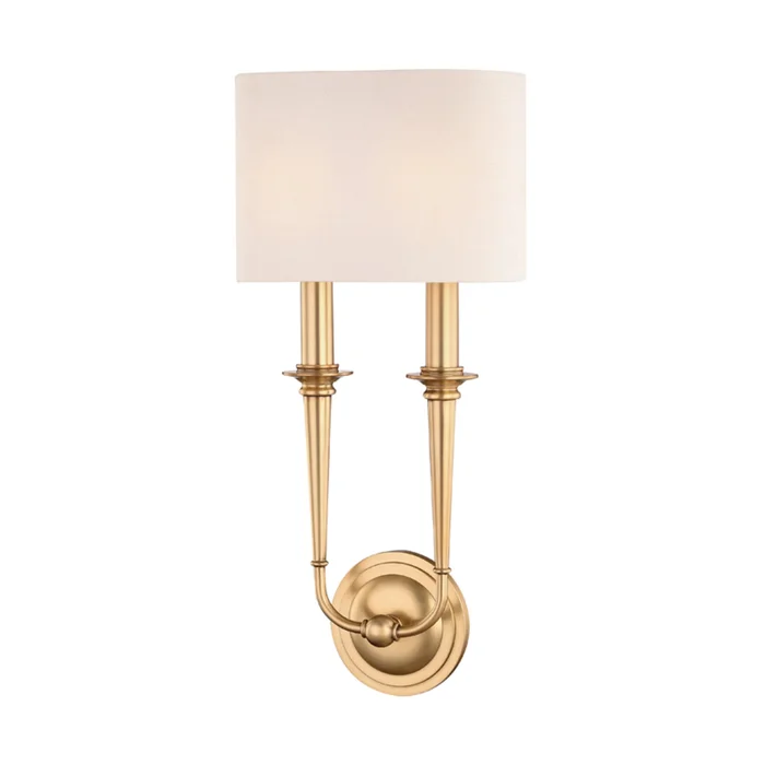 Lourdes 2-Light Wall Sconce in Aged Brass 9.5L x 9.5W x 19H