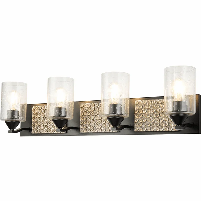 Lucas McKearn BB90587MB-4B2S Arcadia Modern Matte Black 4-Light Bath Lighting Sconce