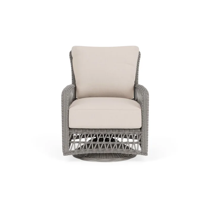 mackinac swivel glider lounge chair in putty finish with canvas birds eye fabric grade a