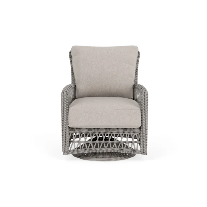 mackinac swivel glider lounge chair in putty finish with remy cloud fabric grade b