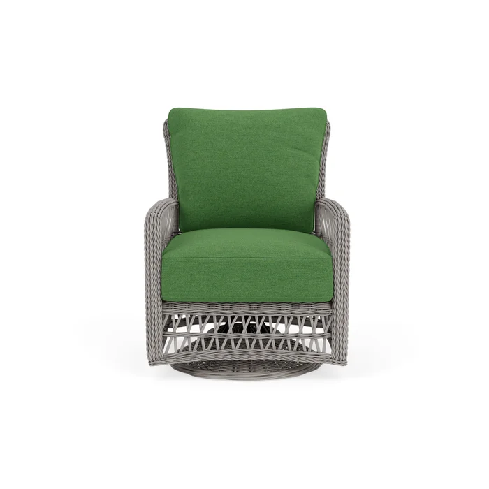 mackinac swivel glider lounge chair in putty finish with seadog botanical fabric grade b