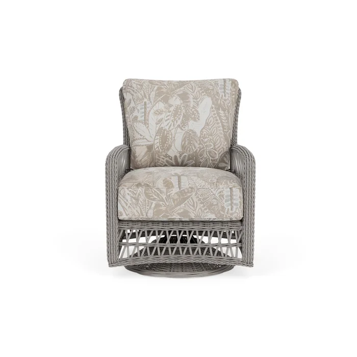 mackinac swivel glider lounge chair in putty finish with wayfarer dune fabric grade d