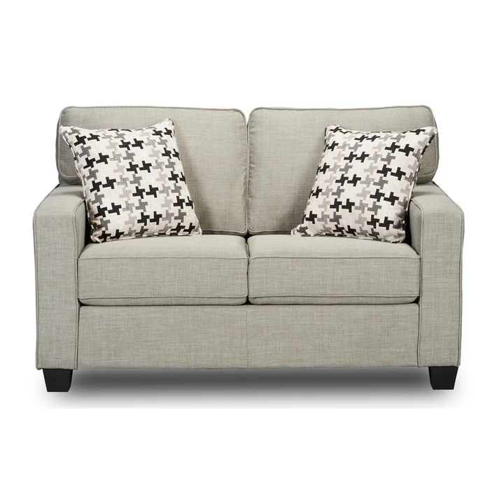 Made in Canada Sawyer 57 Linen-Look Fabric Loveseat with Reversible Cushions and Accent Pillows – Light Grey | Causeuse Sawyer de 57po fabrique au Canada en tissu dapparence lin avec coussins rversibles et coussins dcoratifs – gris clair