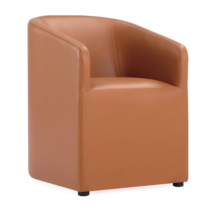 Manhattan Comfort Anna Modern Round Faux Leather Dining Chair – Saddle|Chaise de salle manger arrondie et moderne Anna de ManhattanComfort en similicuir – brun clair