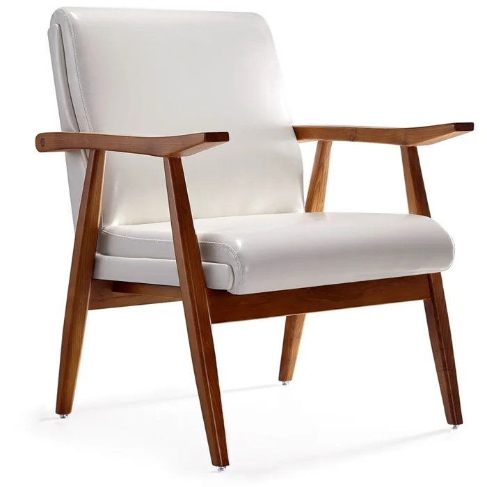 Manhattan Comfort Archduke Faux Leather Accent Chair – White & Amber|Chaise dappoint Archduke de ManhattanComfort en similicuir – blanche et ambre