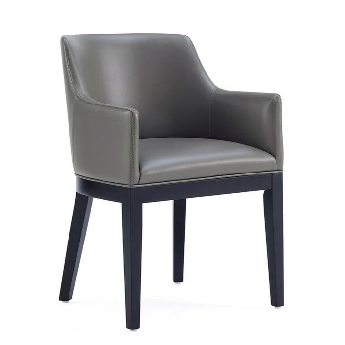 Manhattan Comfort Gansevoort Modern Faux Leather Dining Chair – Pebble Grey|Chaise de salle manger moderne Gansevoort de ManhattanComfort en similicuir – gris galet