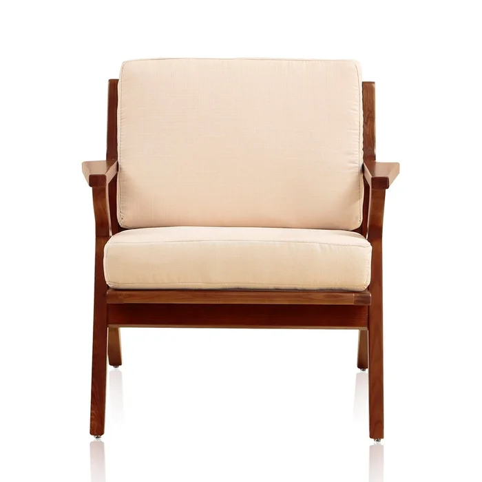 Manhattan Comfort Martelle Twill Weave Accent Chair – Cream & Amber|Fauteuil dappoint tiss serg Martelle de ManhattanComfort – crme et ambre