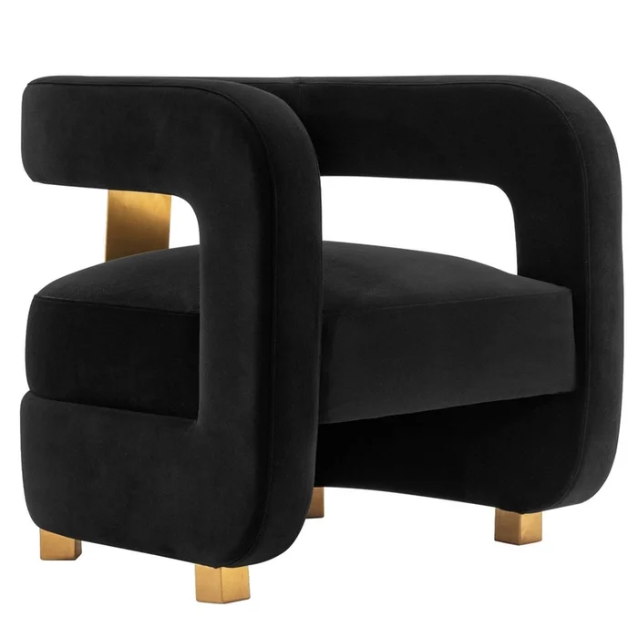 Manhattan Comfort Modern Amirah Velvet Accent Chair – Black|Fauteuil dappoint moderne Amirah de ManhattanComfort en velours – noir