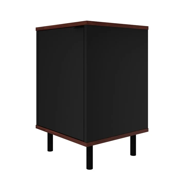 Manhattan Comfort Mosholu Nightstand with 2 Shelves – Black & Nut Brown|Table de nuit Mosholu de ManhattanComfort avec 2tablettes – noir et brun noix