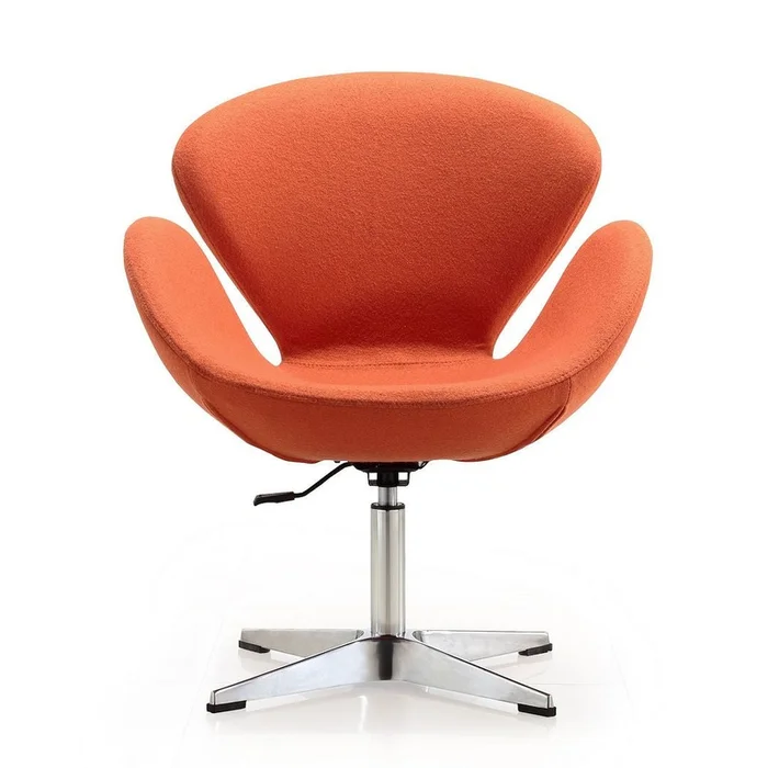 Manhattan Comfort Raspberry Polished Chrome Wool Blend Adjustable Swivel Chair – Orange|Chaise pivotante rglable Raspberry de ManhattanComfort en chrome poli et en mlange de laine – orange