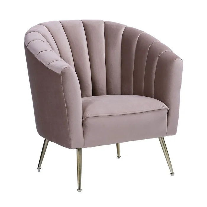 Manhattan Comfort Rosemont Velvet Accent Chair – Blush & Gold|Fauteuil dappoint Rosemont de ManhattanComfort en velours – rose tendre et dor