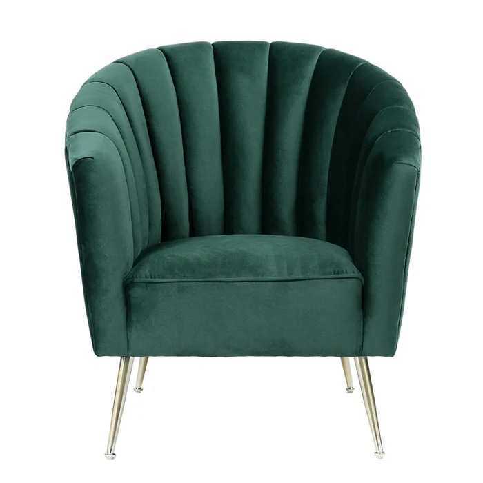Manhattan Comfort Rosemont Velvet Accent Chair – Green & Gold|Fauteuil dappoint Rosemont de ManhattanComfort en velours – vert et dor - Image 2