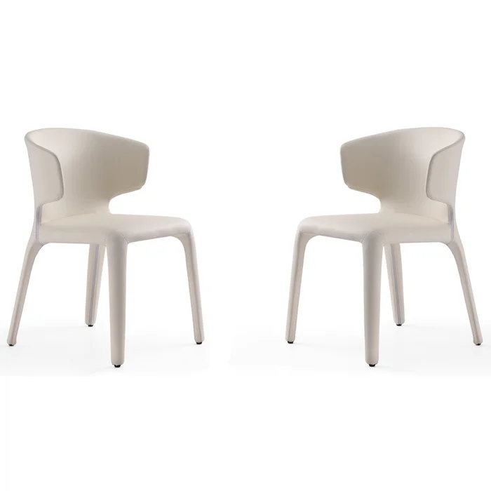 Manhattan Comfort Set of 2 Conrad Faux Leather Dining Chairs – Cream|Ensemble 2chaises de salle manger Conrad de ManhattanComfort en similicuir – crme