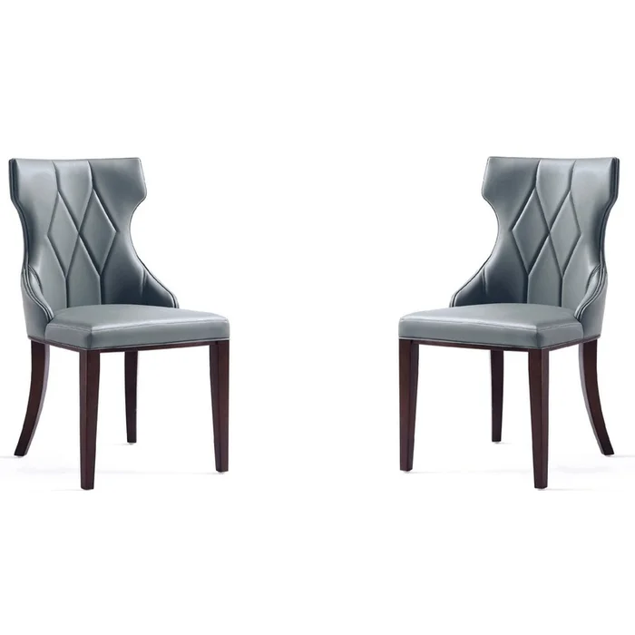 Manhattan Comfort Set of 2 Reine Faux Leather Dining Chairs – Pebble Grey|Ensemble 2chaises de salle manger Reine de ManhattanComfort en similicuir – gris galet