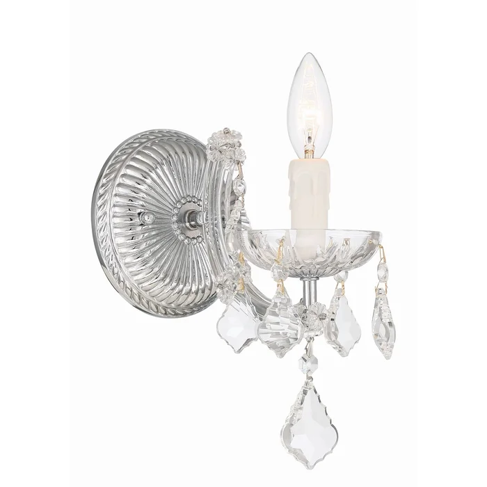 Maria Theresa 1 Light Hand Cut Crystal Polished Chrome Sconce Hand Cut Crystal 6″W x 11.5″H x 8″D