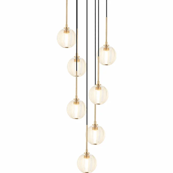 Matteo C61607AGCL Jemyca Contemporary Aged Gold Brass Multi Drop Lighting
