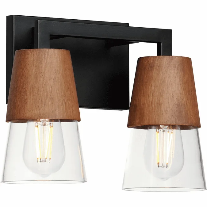 Maxim 21622CLWNBK Carpenter Modern Walnut / Black 2-Light Bathroom Light Sconce