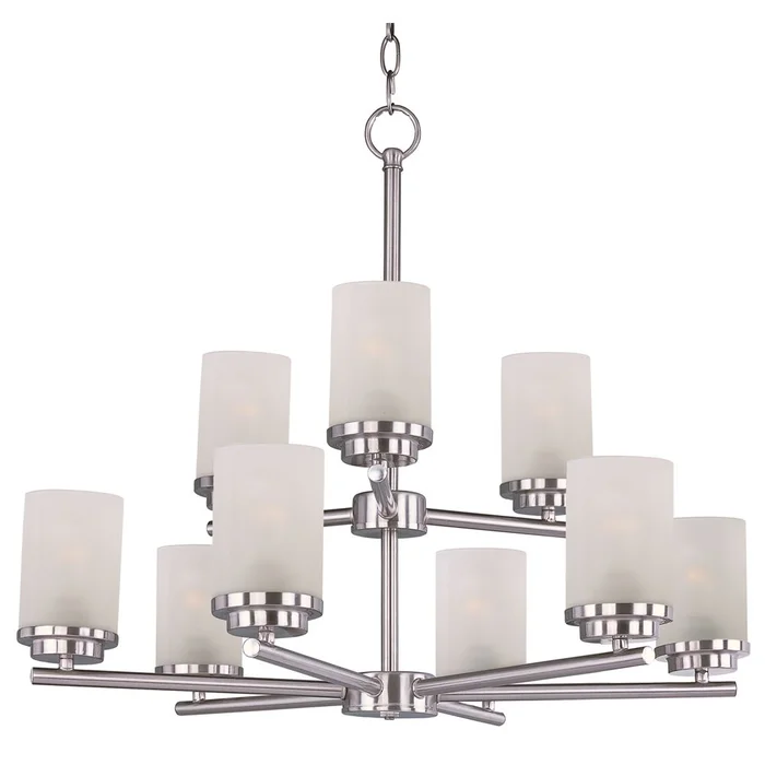 Maxim Corona 9-LT Multi-Tier Chandelier – Satin Nickel – 10206FTSN