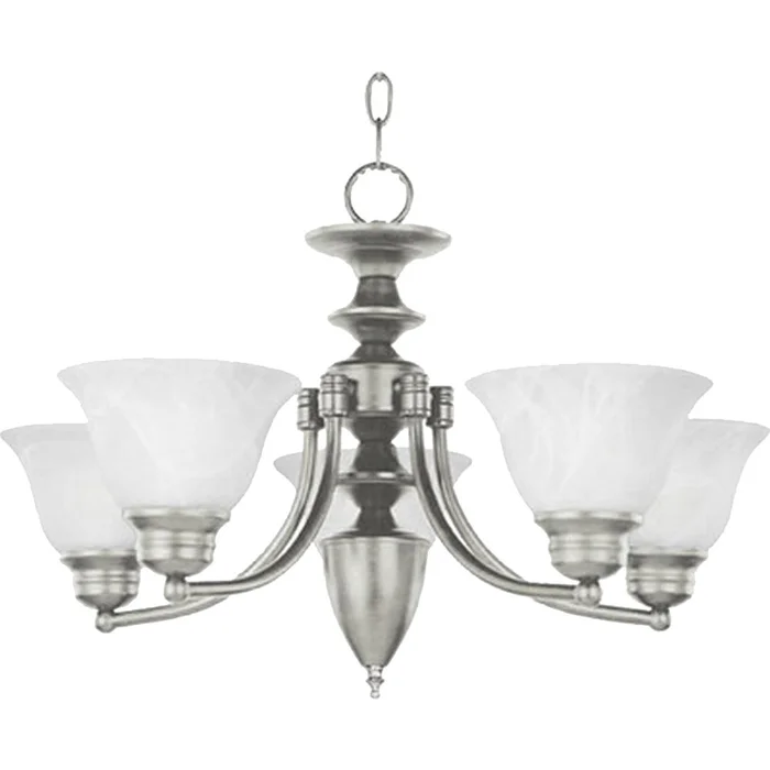 Maxim Malaga 5-LT Single-Tier Chandelier – Satin Nickel – 2699MRSN
