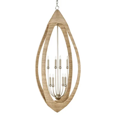 Menorca Collection Eight Light Chandelier in Contemporary Silver Leaf/Smokewood/Natural Rope (142|9000-0836)