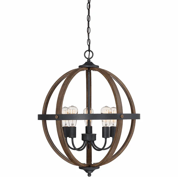 Meridian M70041WB Wood 22″ Ceiling Pendant Light