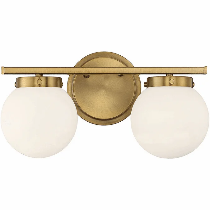 Meridian M80047NB Natural Brass 2-Light Bathroom Light Fixture