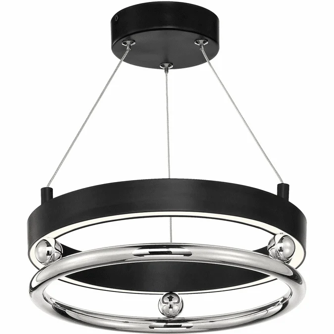Metropolitan N7991-572-L Grande Illusion Contemporary Coal with Polished Nickel Highlights LED 13″ Pendant Lighting Fixture