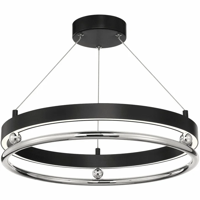 Metropolitan N7992-572-L Grande Illusion Contemporary Coal w/ Polished Nickel Highli LED Pendant Hanging Light