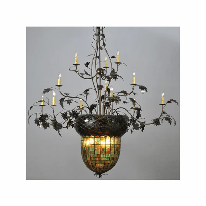 Meyda Custom 100697 Greenbriar Oak Rustic Antique Copper Ceiling Chandelier