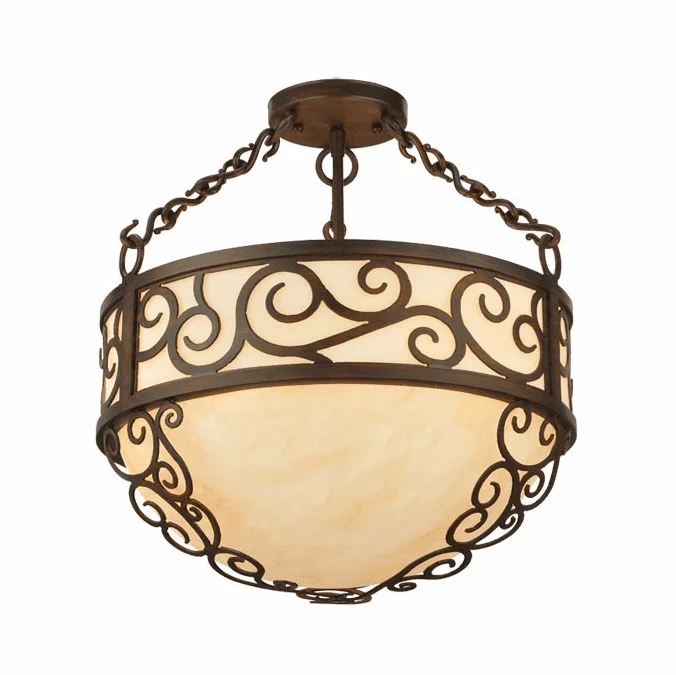 Meyda Custom 127253 Lilliana Traditional Red Rust Flush Mount Lighting