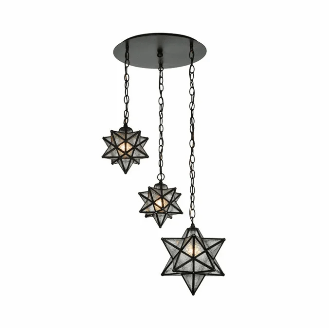 Meyda Custom 130969 Moravian Star Modern Oil Rubbed Bronze Multi Drop Ceiling Light Fixture