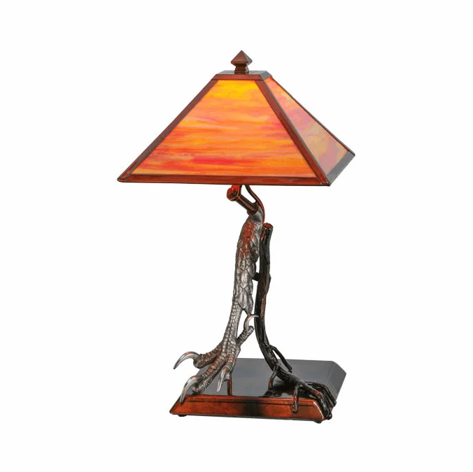 Meyda Custom 139931 Eagle Claw Contemporary Antique Copper / Transparent Copper / Burnished Copper Lighting Table Lamp