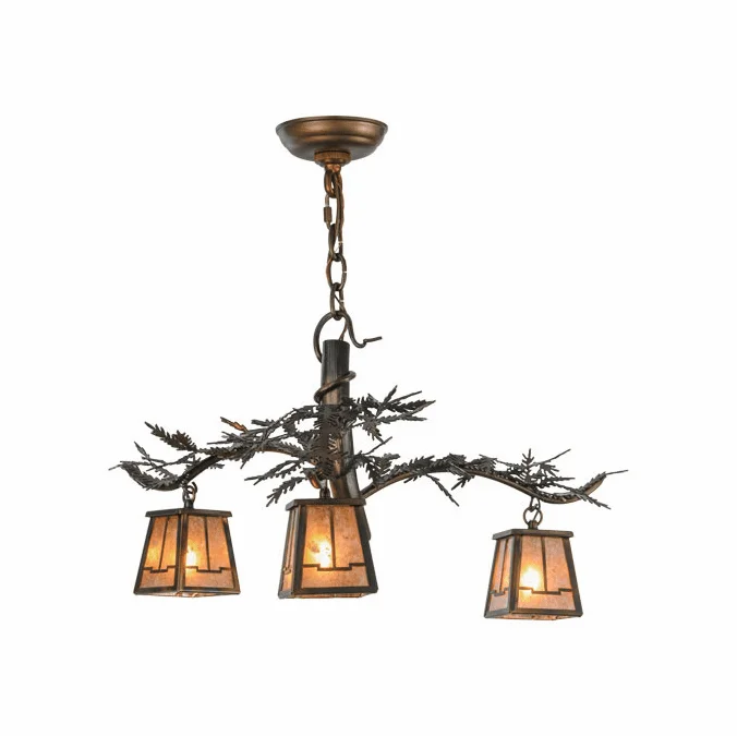 Meyda Custom 147319 Pine Branch Rustic Antique Copper Halogen Chandelier Light