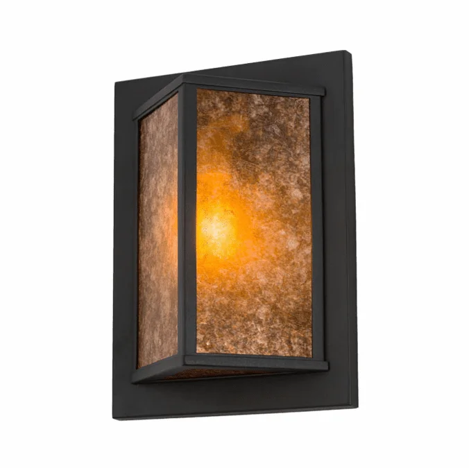 Meyda Custom 156359 Wedge Wrought Iron / Amber Mica Wall Lighting