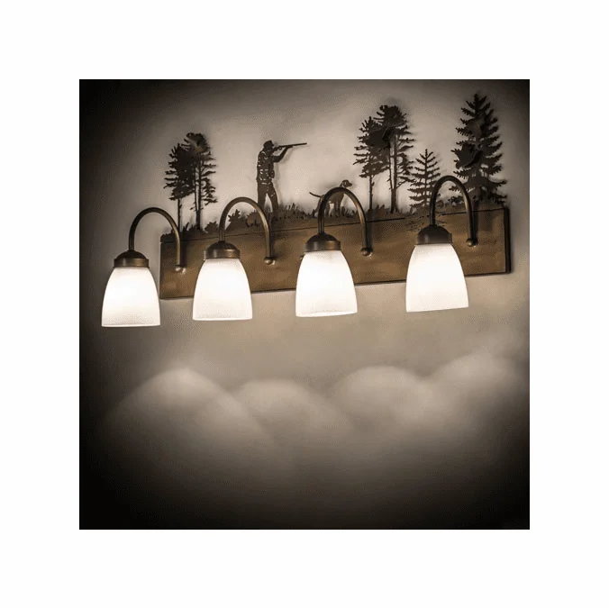 Meyda Custom 165087 Quail Hunter W/Dog Rustic Antique Copper Bathroom Vanity Lighting