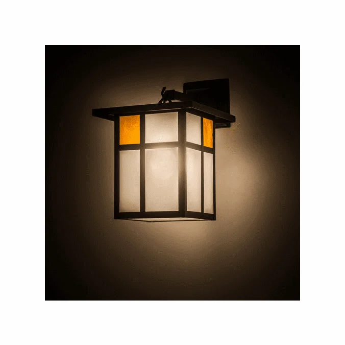 Meyda Custom 175280 Hyde Park Craftsman Clear Frosted Inside Solar Black Powdercoated Outdoor Lighting Wall Sconce