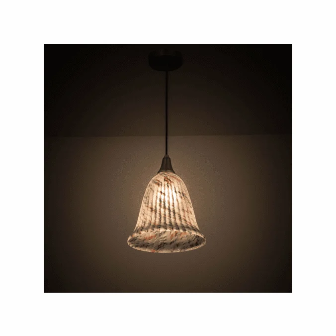 Meyda Custom 178633 Peacock Pate-De-Verre Modern Brushed Nickel Mini Pendant Light Fixture