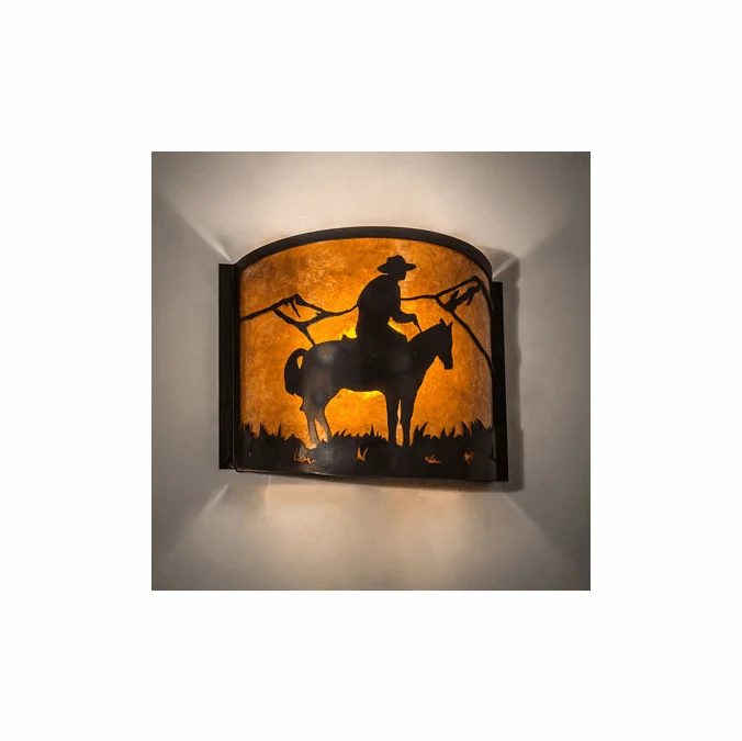 Meyda Custom 213955 Cowboy Antique Copper / Burnished Lamp Sconce