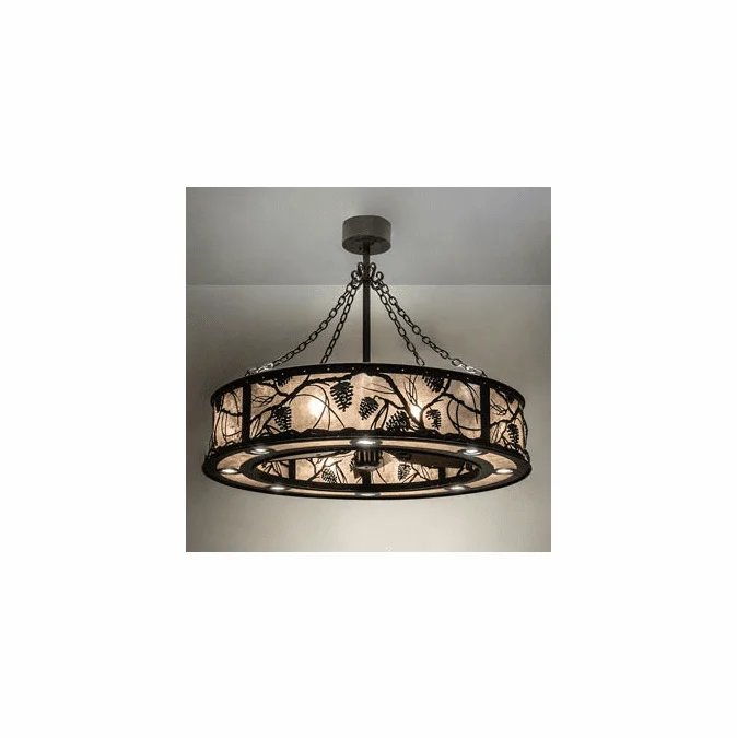 Meyda Custom 230595 Whispering Pines Wrought Iron LED Drum Hanging Light