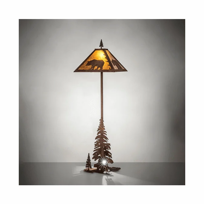 Meyda Custom 244686 Lone Bear Country Rust Floor Lamp