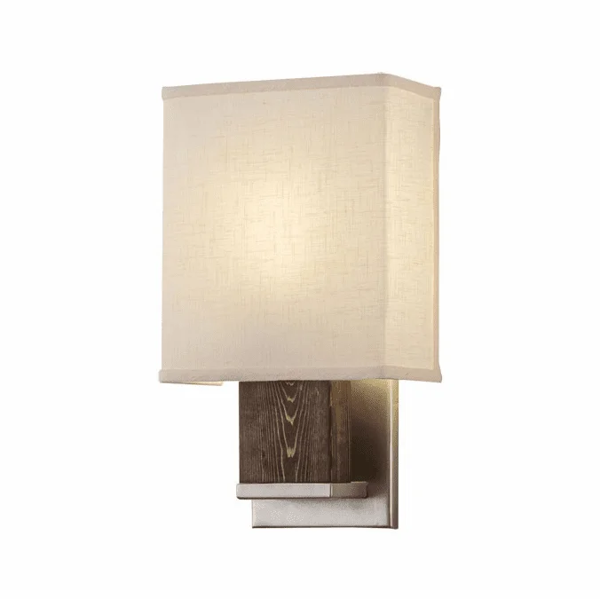 Meyda Custom 245963 Navesink Contemporary Nickel;Natural Wood LED Wall Sconce Lighting