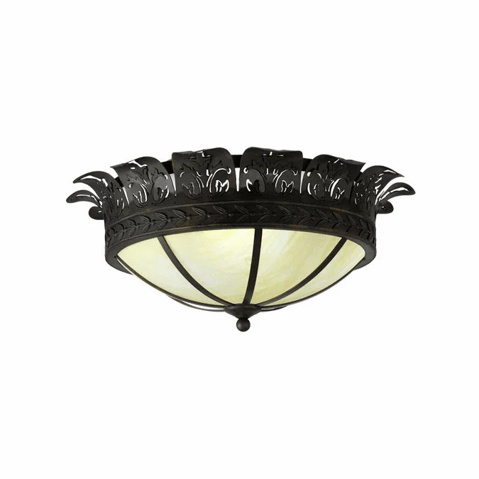 Meyda Custom 246051 Crowne Black And Beige Flush Mount Light Fixture