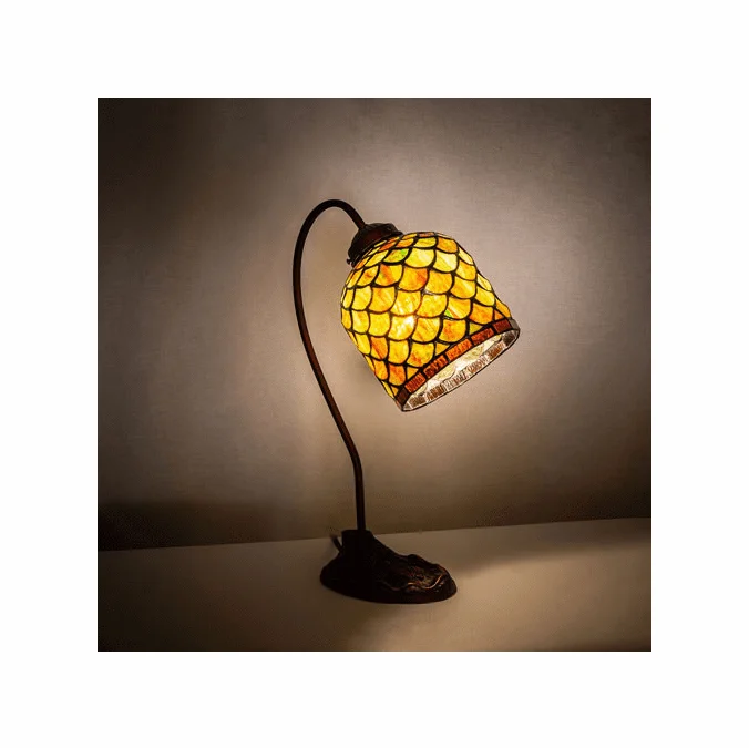 Meyda Custom 247788 Acorn Tiffany Mahogany Bronze Desk Lamp