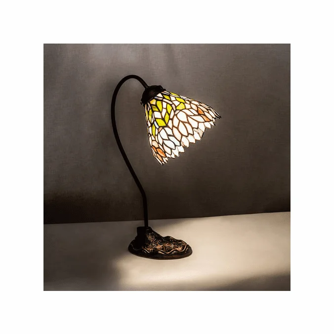 Meyda Custom 247791 Wisteria Tiffany Mahogany Bronze Reading Lamp