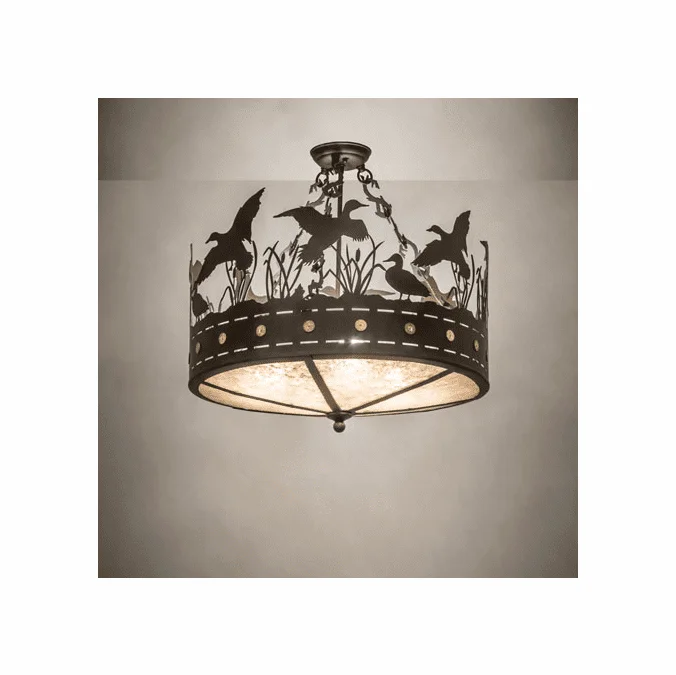 Meyda Custom 252143 Ducks in Flight Country Oil Rubbed Bronze Ceiling Light Fixture