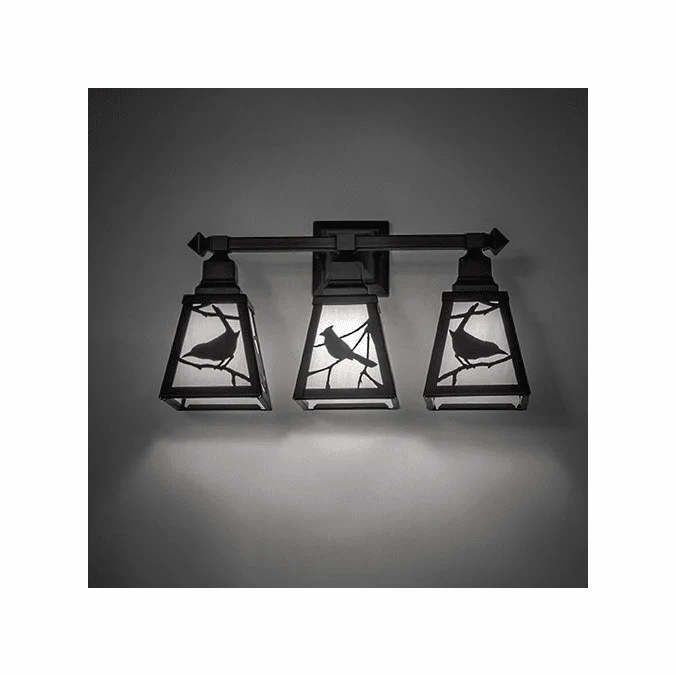 Meyda Custom 270880 Song Bird Solar Black 3-Light Bathroom Vanity Light