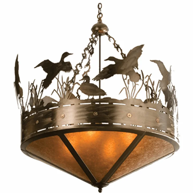 Meyda Custom 50140 Ducks in Flight Country Antique Copper;Rust Hanging Lamp