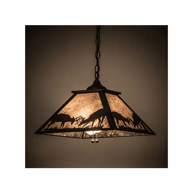 Meyda Custom 57177 Battling Bucks Rustic Antique Copper Pendant Light Fixture