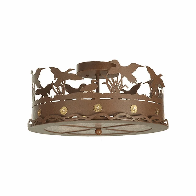 Meyda Custom 81507 Ducks in Flight Country Rust Ceiling Light Fixture