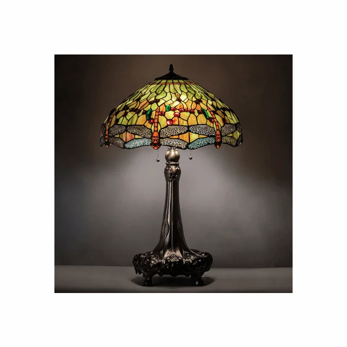 Meyda Lighting 101830 Hanginghead Dragonfly Tiffany Mahogany Bronze Table Top Lamp